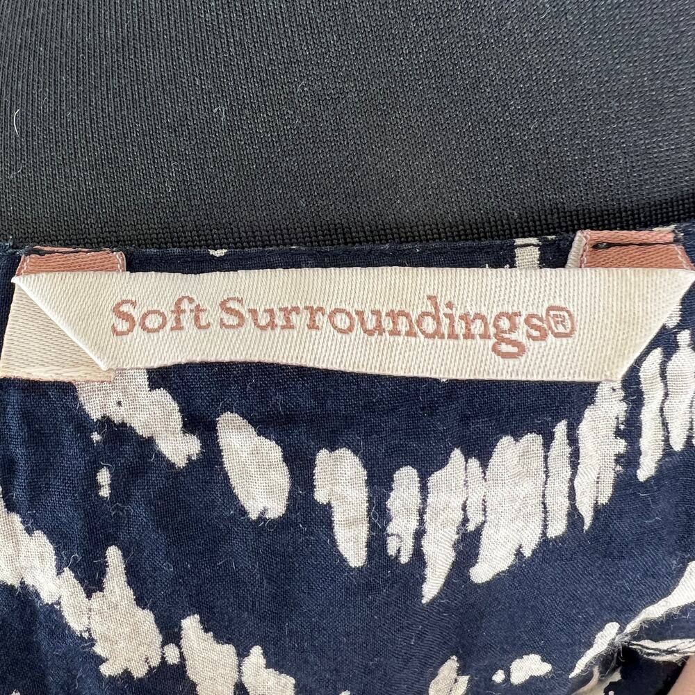 Soft Surroundings Navy Tan Split Embellished V-Ne… - image 8